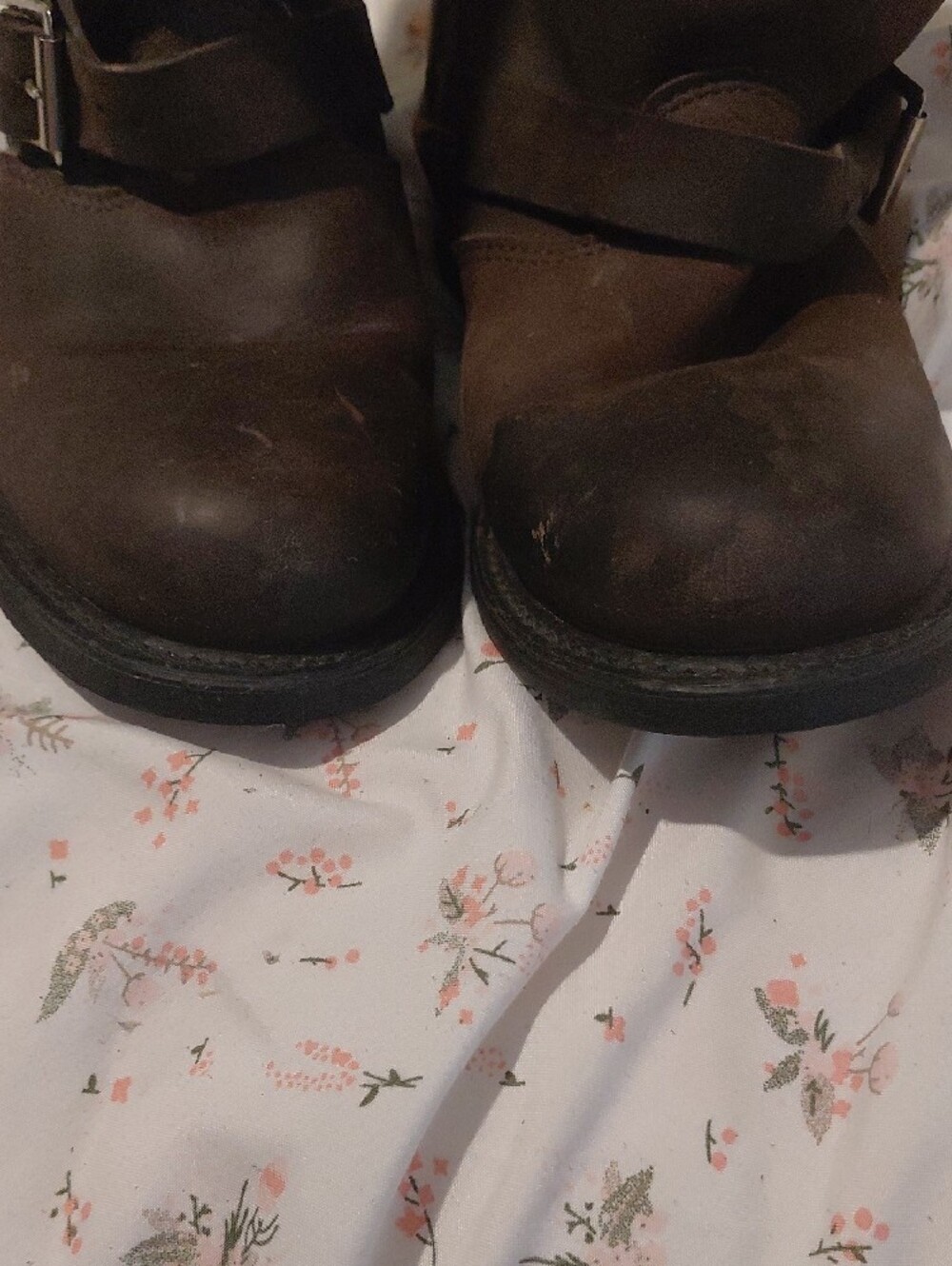 Size 7 Frye Brown Leather Mid-Calf Buckle Boots - Picture 4 of 6
